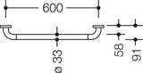 HEWI Haltegriff Serie 801, 600 mm, senfgelb – mit Metallkern und verdeckter Wandbefestigung