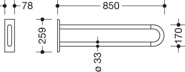 HEWI Wandstützgriff Serie 801, 850 mm, senfgelb – Stützhilfe mit Stahlkern, bis 100 kg