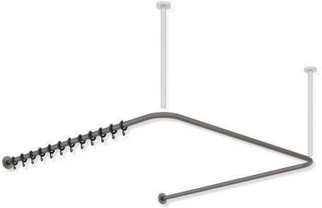 HEWI Vorhangstange System 900 U-förmig 1187 mm Schwarz tiefmatt mit 34 Ringen