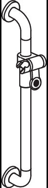 HEWI Brausehalterstange Serie 801, 600 mm Achsmaß, senfgelb, mit Brausehalter und Stahlkern