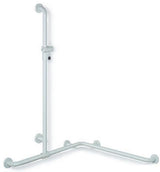 HEWI Dusch- und Wannenhandlauf Serie 801 mit Brausehalterstange, senfgelb, 1100 x 762 mm – Eckmontage
