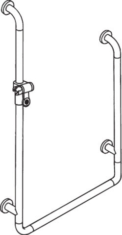 HEWI Duschhandlauf U-Form Serie 801 senfgelb mit Brausehalter, 1100 x 500 x 900 mm