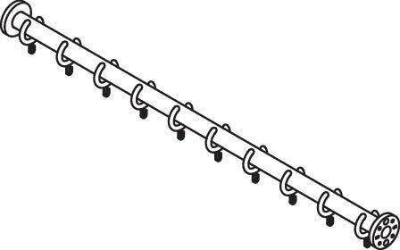 HEWI Vorhangstange Serie 801, 1000 mm, senfgelb, mit 10 Ringen – kürzbar