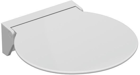 HEWI Klappsitz 450 mit Wandkonsole – Signalweiß, 450 mm, hochklappbar, bis 150 kg