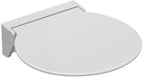 HEWI Klappsitz 450 mit Wandkonsole – Signalweiß, 450 mm, hochklappbar, bis 150 kg