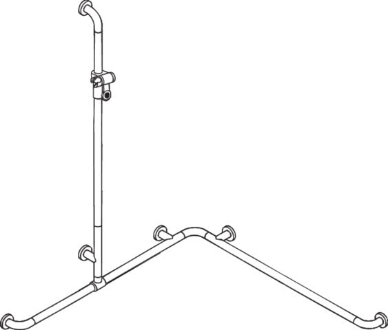 HEWI Dusch-Wannenhaltegriff Serie 801 koralle, 1250 mm, mit Brausehalterstange, barrierefrei