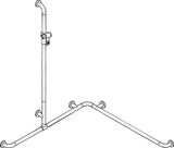 HEWI Dusch-Wannenhaltegriff Serie 801 koralle, 1250 mm, mit Brausehalterstange, barrierefrei
