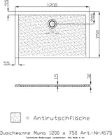 HOESCH Muna Duschwanne 900x700x30 Solique Weiß mit Antirutsch