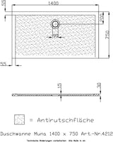 HOESCH Muna Duschwanne 900x700x30 Solique Weiß mit Antirutsch