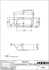 HOESCH SPECTRA Vorwand-Badewanne 1700x800 mm Weiß – Acryl, antibakteriell, ohne Schürze