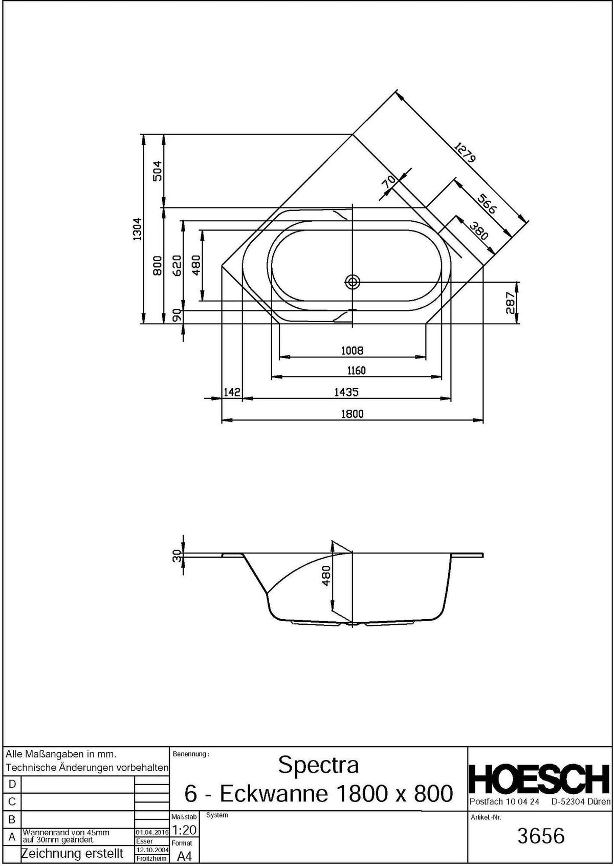 HOESCH Spectra 6-Eck-Badewanne 1900x900 mm Weiß – Acryl mit antibakterieller Oberfläche