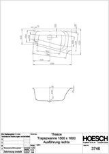 HOESCH Thasos Trapez-Badewanne 1500x1000 links Weiß – Raumsparwanne mit 275 l Inhalt