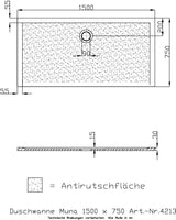 HOESCH Muna Duschwanne 900x700x30 Solique Weiß mit Antirutsch