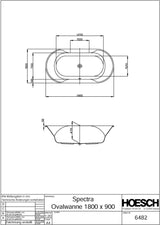 HOESCH Spectra Oval Badewanne 1700x800 mm weiß – Acryl Einbauwanne mit 2 Rückenschrägen