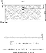 HOESCH Muna Duschwanne 900x700x30 Solique Weiß mit Antirutsch