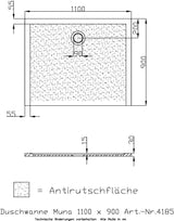 HOESCH Muna Duschwanne 900x700x30 Solique Weiß mit Antirutsch