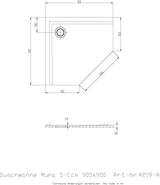 HOESCH Muna Fünfeck-Duschwanne 900x900x30 Mineralguss Weiß – Solique, schmutzabweisend, flacher Einbau