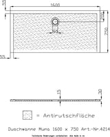 HOESCH Muna Duschwanne 900x700x30 Solique Weiß mit Antirutsch