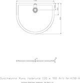 HOESCH Muna Halbrund Duschwanne 1000x1000x30 Solique Weiß – Mineralguss, flacher Einbau
