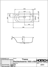 HOESCH Thasos Rechteck-Badewanne 1800x800 Weiß – Acryl, 1-Sitzer, Einbau
