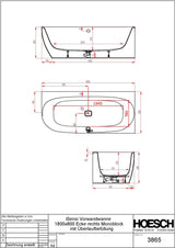 HOESCH iSensi Eck-Badewanne 1800x800 Monolith rechts mit Überlaufbefüllung Weiß