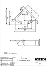 HOESCH Spectra Eckbadewanne 1400 mm Weiß – Acryl, 2-Sitzer, ohne Schürze