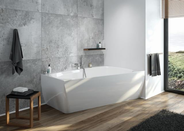 HOESCH iSensi Trapez-Badewanne 1500x1000 mm Monolith rechts mit Überlaufbefüllung Chrom