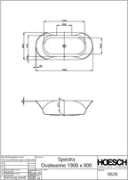 1900 mm / 900 mm / 220 l