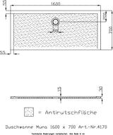 HOESCH Muna Duschwanne 900x700x30 Solique Weiß mit Antirutsch