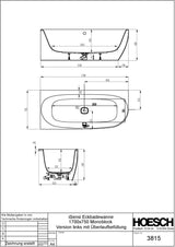 HOESCH iSensi Eck-Badewanne 1700x750 Monolith links mit Überlaufbefüllung Weiß