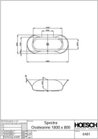 1800 mm / 800 mm / 170 l