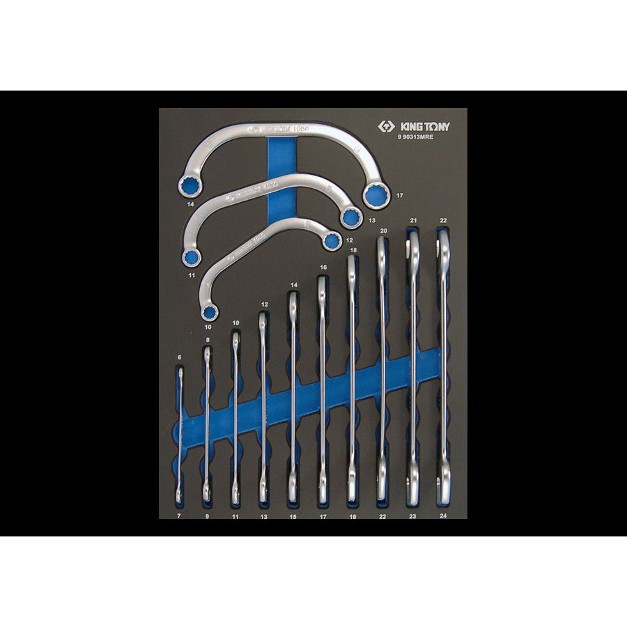 KING TONY Profi-Werkzeuge - Maul- + Starterblock-Schlüssel, metrisch, EVAWAVE - 13 tlg. 990313MRE