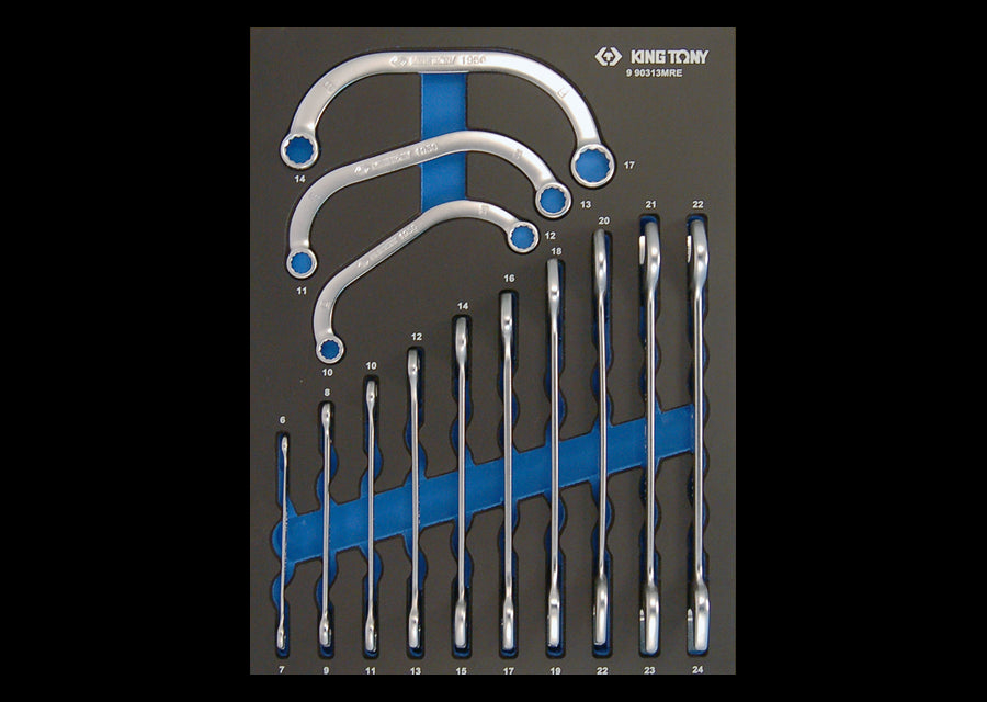 KING TONY Profi-Werkzeuge - Maul- + Starterblock-Schlüssel, metrisch, EVAWAVE - 13 tlg. 990313MRE