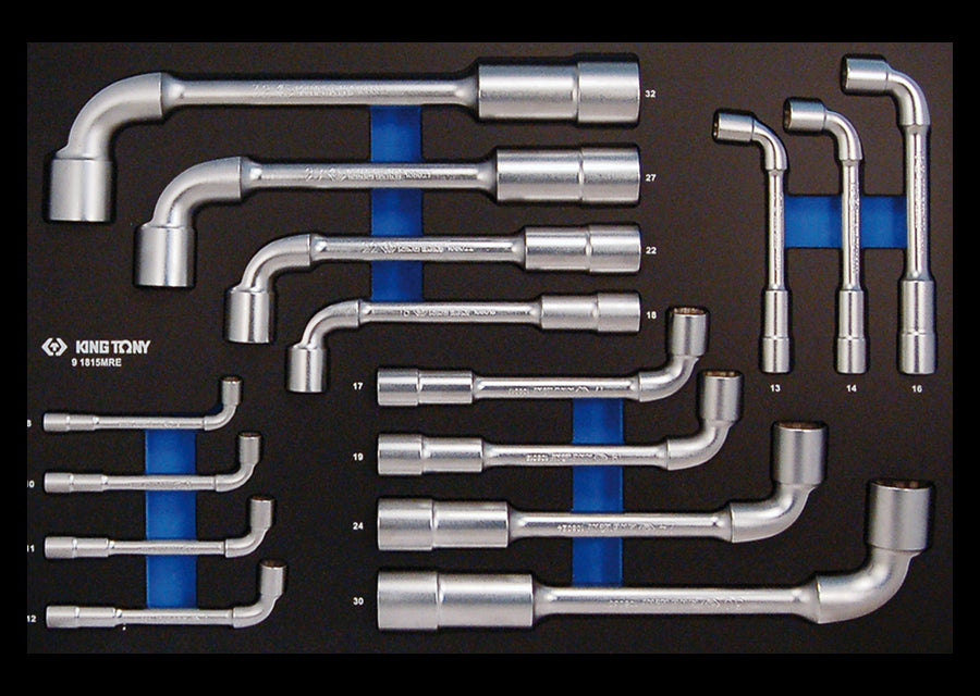KING TONY Profi-Werkzeuge - 6+12-Kant Aufsteckschraubenschlüssel, metrisch, abgewinkelt - 15 tlg. 91815MRE