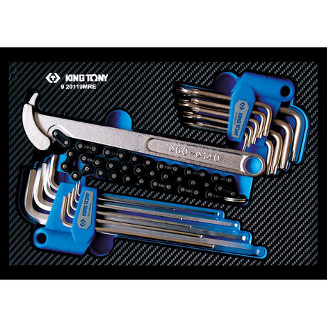 KING TONY Profi-Werkzeuge - Inbus-, TORX®-Steck- und Ölfilterschlüssel, EVAWAVE - 19 tlg. 920119MRE