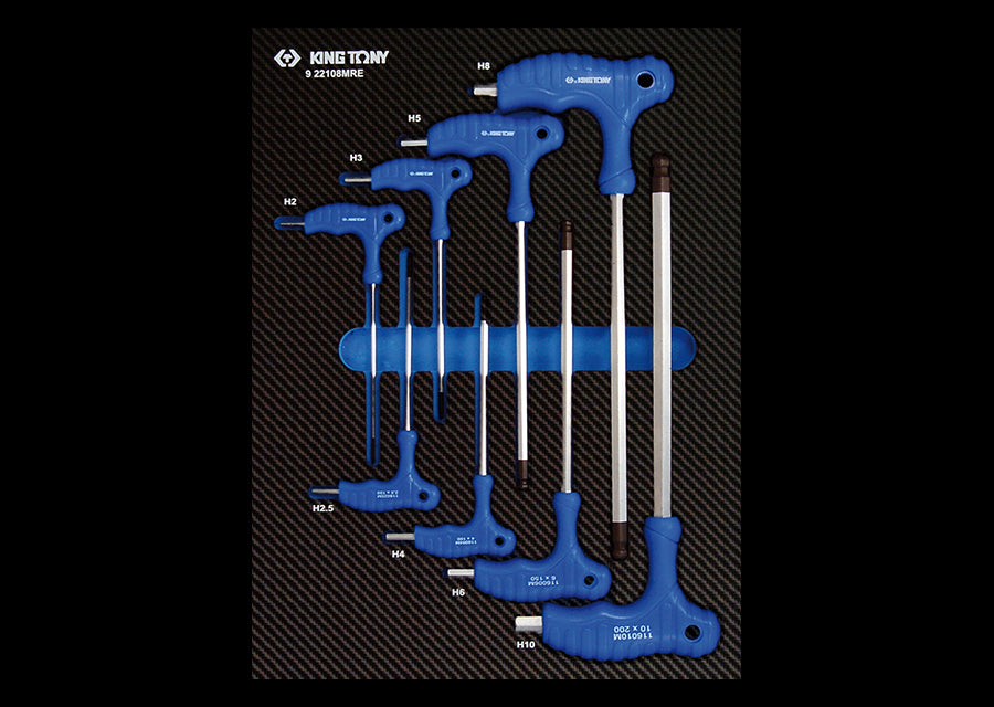KING TONY Profi-Werkzeuge - L-Griff 6-Kantschlüssel-Set, EVAWAVE - 8 tlg. 922108MRE