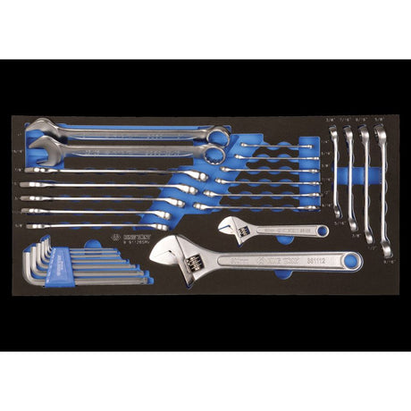 KING TONY Profi-Werkzeuge - Ring- Maulschlüssel, Winkelschraubendreher, Zoll, EVAWAVE - 26 tlg. 991126SRV