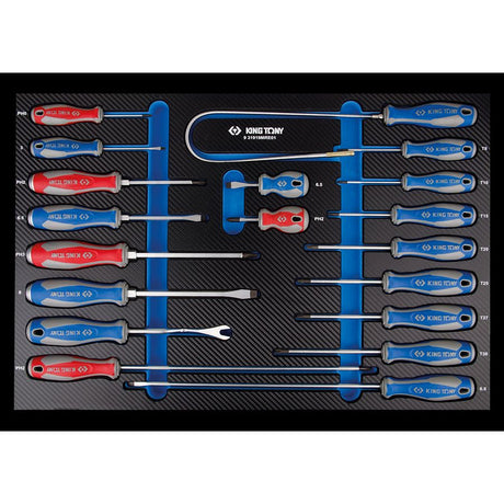 KING TONY Profi-Werkzeuge - Schlitz-, PHILLIPS® und Magnetfinger-Set, EVAWAVE - 19 tlg. 931919MRE01