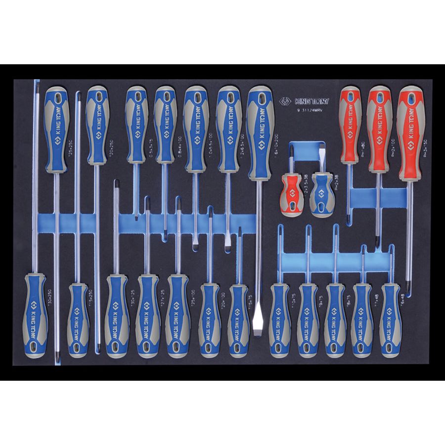 KING TONY Profi-Werkzeuge - Torx®-, Schlitz-und PHILLIPS®-Schraubendreher-Set, EVAWAVE - 24 tlg. 931124MRV