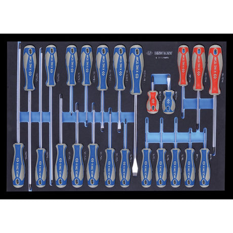 KING TONY Profi-Werkzeuge - Torx®-, Schlitz-und PHILLIPS®-Schraubendreher-Set, EVAWAVE - 24 tlg. 931124MRV
