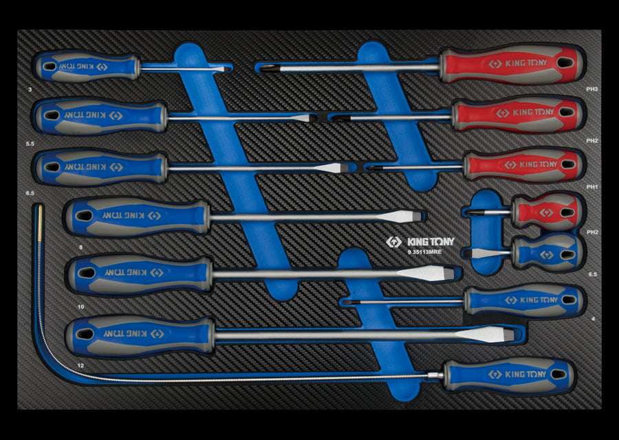 KING TONY Profi-Werkzeuge - Schaumplatte EVAWAVE mit Schraubendreher, EVAWAVE - 13 tlg. 935113MRE