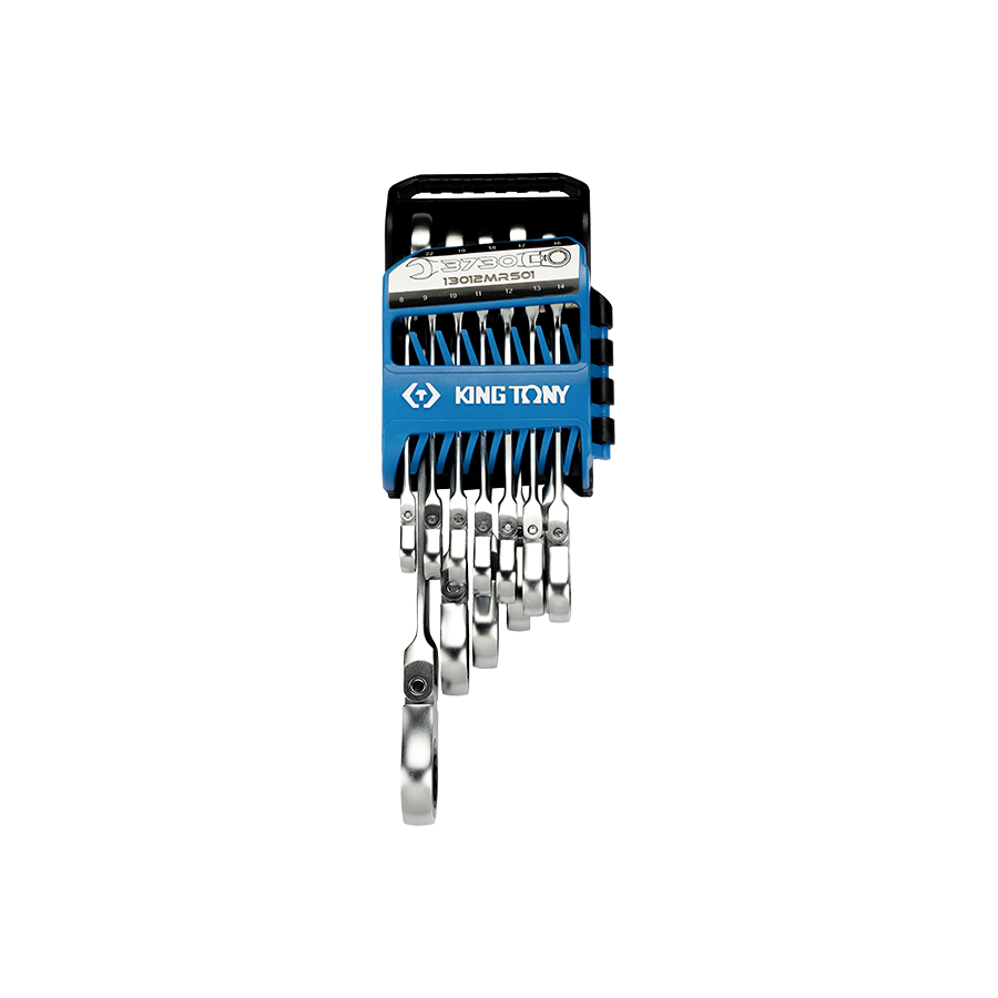 KING TONY Profi-Werkzeuge - Ratschen-Ring-Maulschlüssel, metrisch, im Etui - 12 tlg. 13012MRS01
