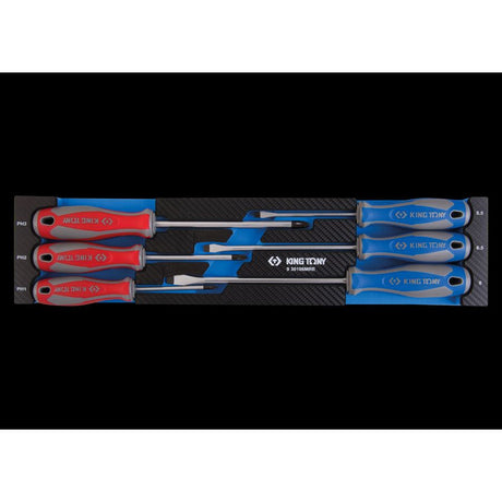 KING TONY Profi-Werkzeuge - Schraubendreher in EVAWAVE Schaumstoff-Einlage - 6 tlg. 930106MRE