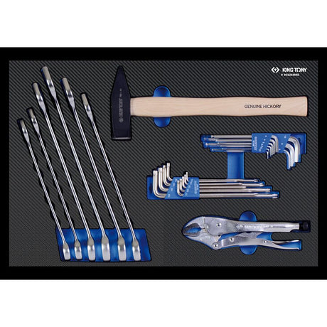 KING TONY Profi-Werkzeuge - Kombischlüssel, Inbus, Hammer und Gripzangen-Set, EVAWAVE - 26 tlg. 990226MRE