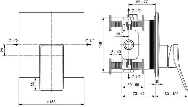 IDEAL STANDARD Conca Unterputz-Brausearmatur Bausatz2 in Brushed Gold – Einhandmischer
