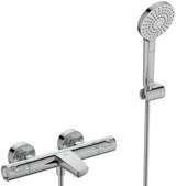 Ideal Standard Badethermostat AP Ceratherm T50 mit Handbrauseset Chrom – Thermostatische Wandarmatur