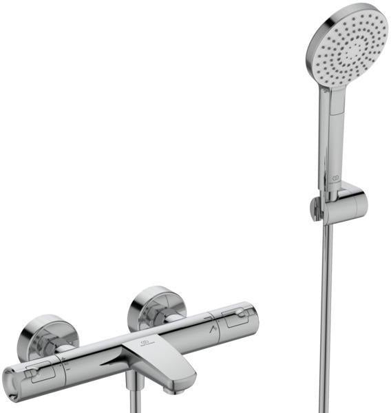 Ideal Standard Badethermostat AP Ceratherm T50 mit Handbrauseset Chrom – Thermostatische Wandarmatur