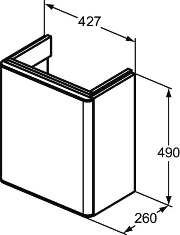 Ideal Standard Adapto Handwaschbecken-Unterschrank 427 mm, 1 Tür, anthrazit matt – wandhängend