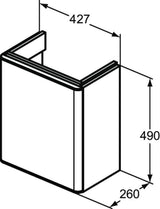 Ideal Standard Adapto Handwaschbecken-Unterschrank 427 mm, 1 Tür, anthrazit matt – wandhängend