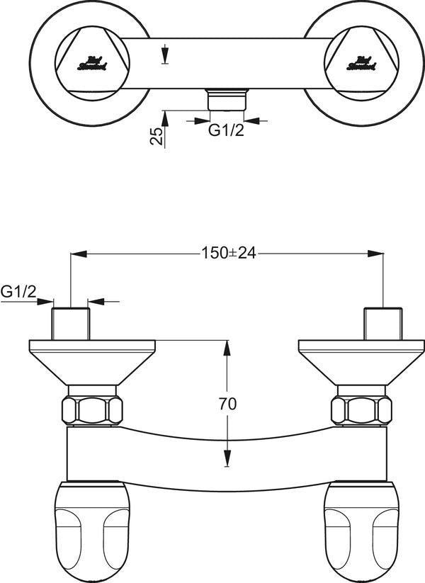 Ideal Standard Alpha Zweigriff-Brausearmatur Aufputz Chrom Messing